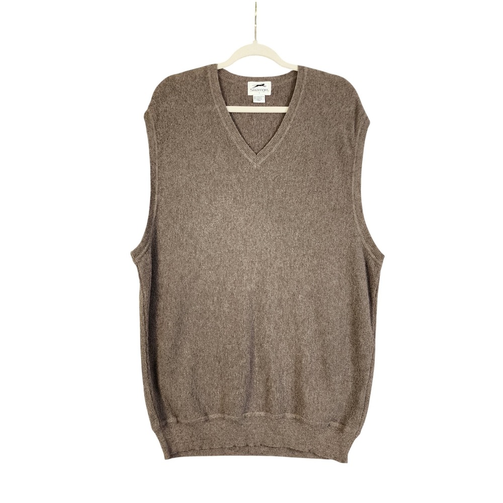 Slazenger Mens V Neck Sweater Vest Size Large Pima Cotton Alpaca Blend Peru